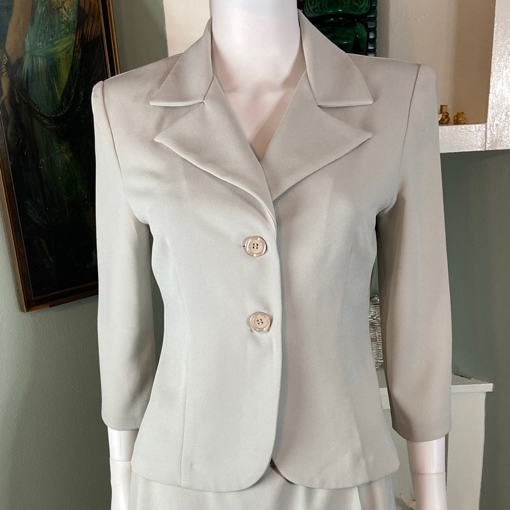 Vintage 90s Breakin Loose Grey Asymmetrical Skirt Jacket Blazer Suit Medium M - Picture 8 of 10